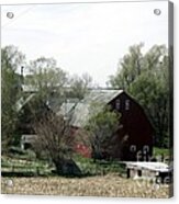 An Old Barn With Surrounding  Spring Green. Acrylic Print