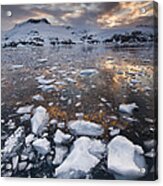 Brash Ice At Sunset Cierva Cove Acrylic Print