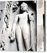 Buddha Statue At Ajanta Caves India Acrylic Print