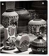 Clay Pots Black And White Acrylic Print