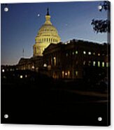 Conjunction Of Moon Venus And Jupiter Over The U S Capitol 15q Acrylic Print