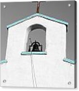 Cross And Steeple Bell Of Calera Church In West Texas Color Splash Black And White Acrylic Print