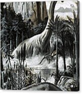 Dinosaurs Gouache On Paper By Roger Payne Acrylic Print