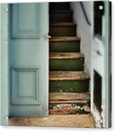 Doorway Stairs And Red Shoes Acrylic Print