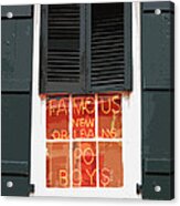 Famous New Orleans Po Boys Red Neon Window Sign Cutout Digital Art Acrylic Print