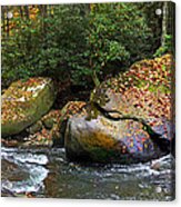 French Broad Waterfall In The Fall 4 Near Balsam Grove Nc Acrylic Print