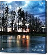 Frozen Cemetery Lake At Sunset Acrylic Print