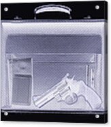 Handgun In Briefcase, Simulated X-ray Acrylic Print