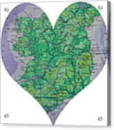 I Love Ireland Heart Map Acrylic Print