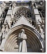 Jeanne D'arc Statue And Cathedral Acrylic Print