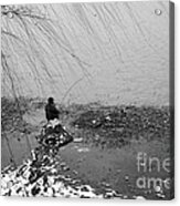 Lake Fisherman In The Snow Acrylic Print