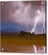 Lightning Striking Longs Peak Foothills 8c Acrylic Print