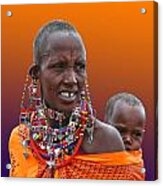 Masai Mother And Child Acrylic Print