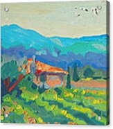 Napa Valley Vineyards With House And Hills Acrylic Print