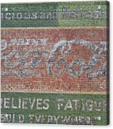 Old Coca Cola Painted Brick Wall Acrylic Print