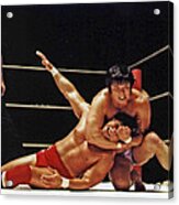 Old School Wrestling Headlock By Dean Ho On Don Muraco Acrylic Print