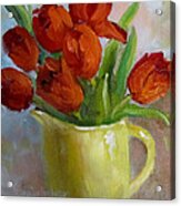 Painting Of Red Tulips Acrylic Print