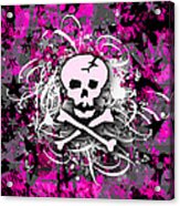 Pink Skull Splatter Acrylic Print