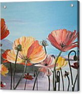 Poppies By The Sea Acrylic Print