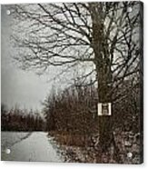 Private Property Sign On Tree In Winter Acrylic Print