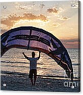Putting Away The Kite At Clam Pass At Naples Florida Acrylic Print