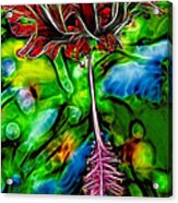 Red Hibiscus Grunge Acrylic Print