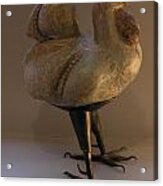 Rooster 2 Bronze Legs And Ceramics Body Sculpture Acrylic Print