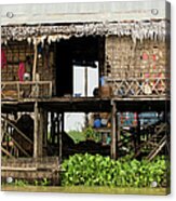 Rural Fishermen Houses In Cambodia Acrylic Print