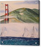 Sailboats Under The Golden Gate Acrylic Print
