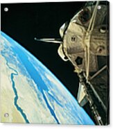 Space Shuttle Orbiting The Earth Acrylic Print