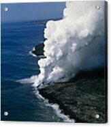 Steam Rising As Molten Lava Meets The Ocean Acrylic Print