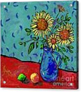 Sunflowers In A Milk Pitcher Acrylic Print