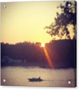 Sunset By Boat Acrylic Print
