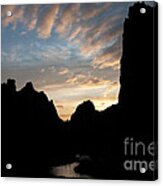 Sunset With Rugged Cliffs In Silhouette Acrylic Print