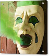 Theater Mask Spewing Green Smoke Acrylic Print