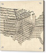 United States Old Sheet Music Map Acrylic Print