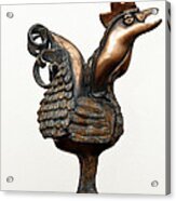 Wakeup Call Rooster Image 2 Bronze Sculpture With Beak Feathers Tail Brass And Opaque Surface Acrylic Print