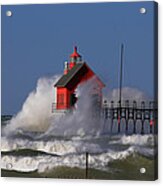 Waves Over The Grand Haven Outer Light Acrylic Print