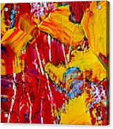 Yellow Flowers On Red Acrylic Print