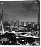 Sao Paulo Iconic Skyline - Cable-stayed Bridge - Ponte Estaiada Acrylic Print