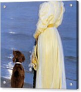 The Artist's Wife And Dog By The Shore Acrylic Print