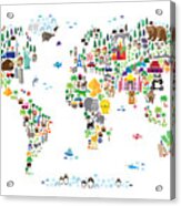 Animal Map Of The World For Children And Kids Acrylic Print
