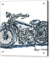 Bmw R32 Classic Motorbike Ink Drawing And Watercolor #1 Acrylic Print