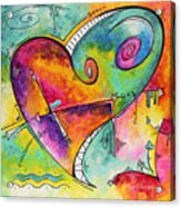Colorful Whimsical Pop Art Style Heart Painting Unique Artwork By Megan Duncanson Acrylic Print