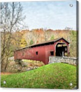 Covered Bridge In Pennsylvania During Autumn #1 Acrylic Print