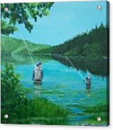 Dad And Son Fishing #1 Acrylic Print