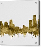 Detroit Skyline Watercolor Sepia #1 Acrylic Print