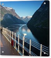 Geiranger Fjord With Queen Victoria In Foreground #1 Acrylic Print