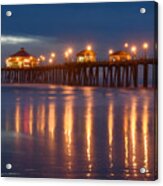 Huntington Beach Pier At Night Acrylic Print