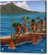 Kane Hawaiian Canoe Paddlers Acrylic Print